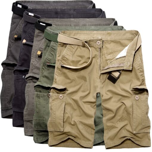 Army Green Cargo Shorts Men Casual Military Fashion Cotton Shorts Homme ...